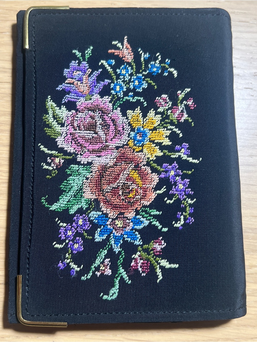 Vintage 1940s Germany Petit Point Floral Evening Clutch and Vanity Comb Set